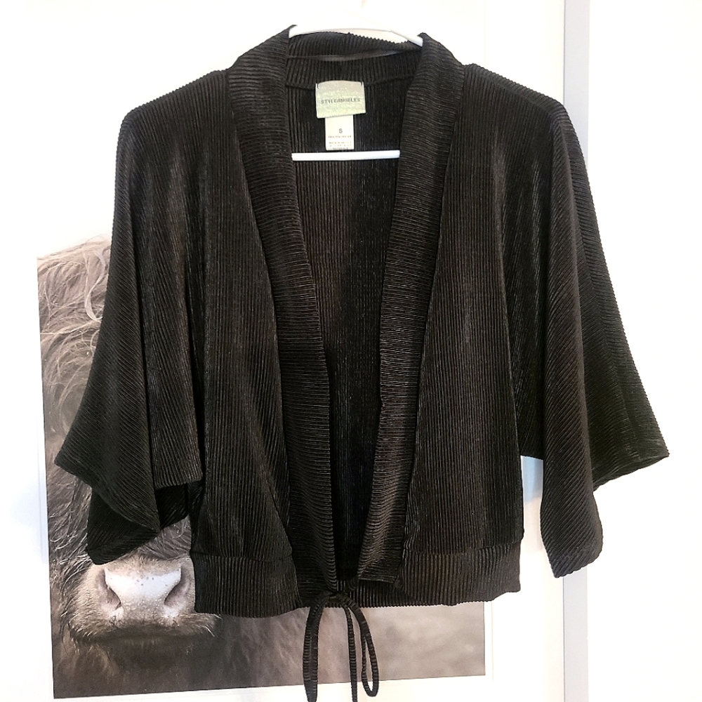 Black Ribbed Tie Top - Small - New